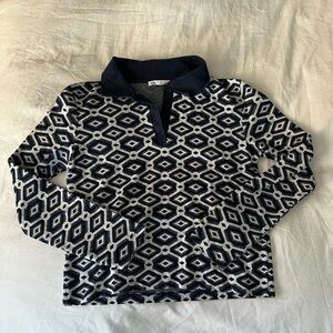 Zara Jacquard Long Sleeve Polo (Navy Blue)